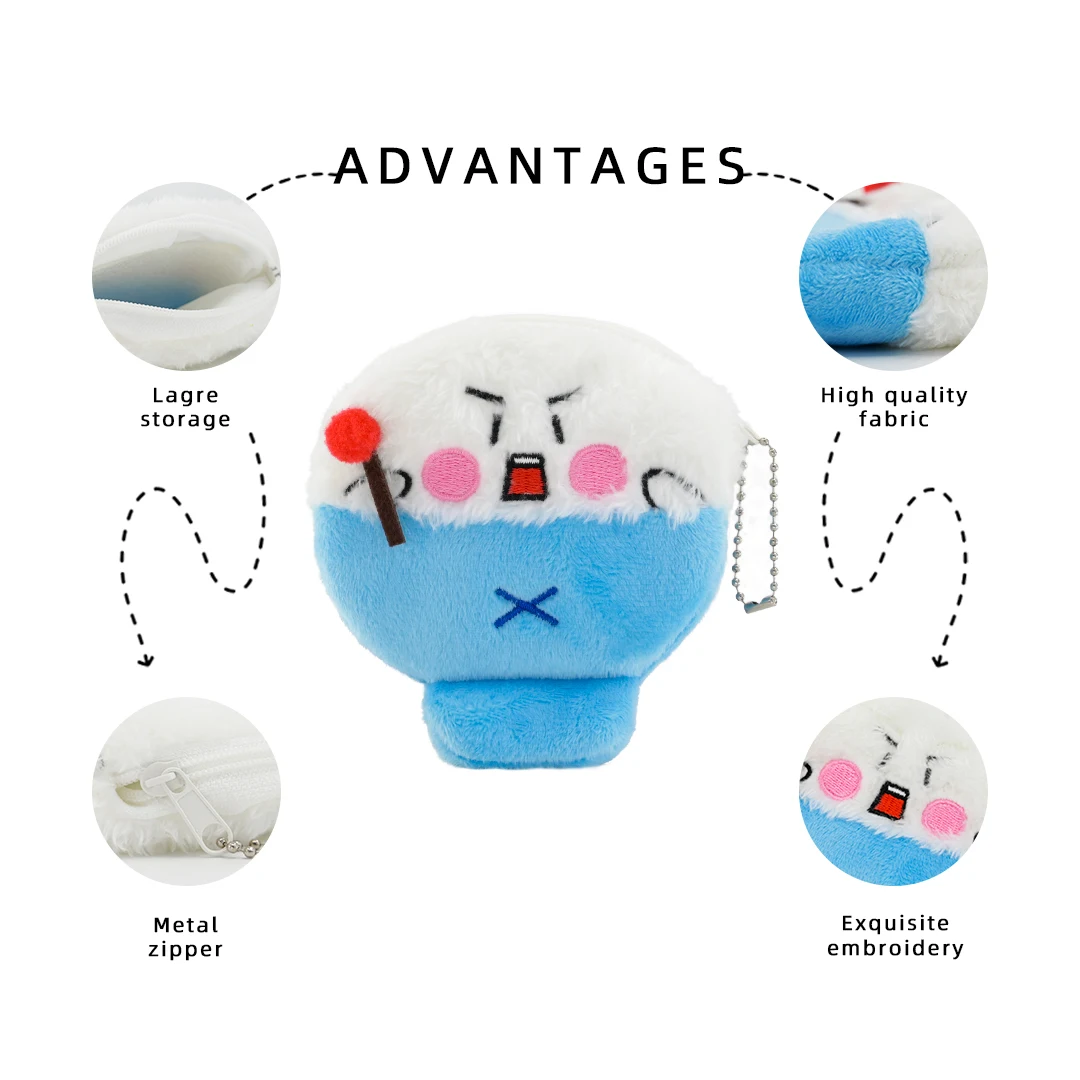 Mini Wallet Coin Purse Custom Cute Blue bowl of rice Unisex Headphone Storage Bag Key Bag Backpack Pendant PP Cotton