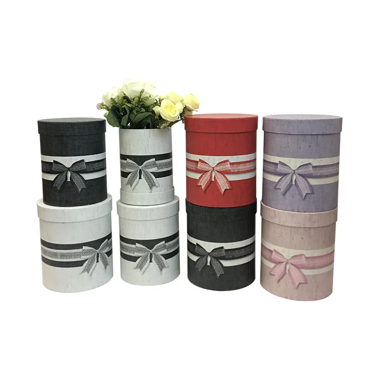 Spot fashion bowtie printed flower hug bucket 3 piece drum set flower box gift box