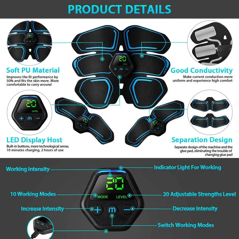 Fitness Machine Slimming Belts Weight Loss Massage EMS Electrostimulator ABS Trainer Abdominal Muscle Stimulator for Men Women