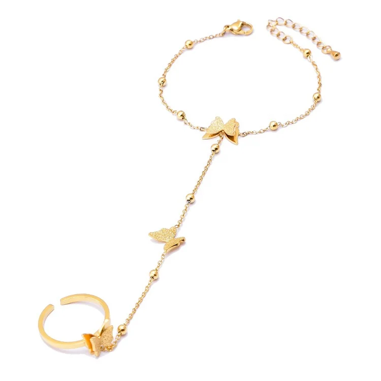 Hand Rings Bracelet Harness Chain for Women butterfly shell Pendant Slave Finger Bracelets