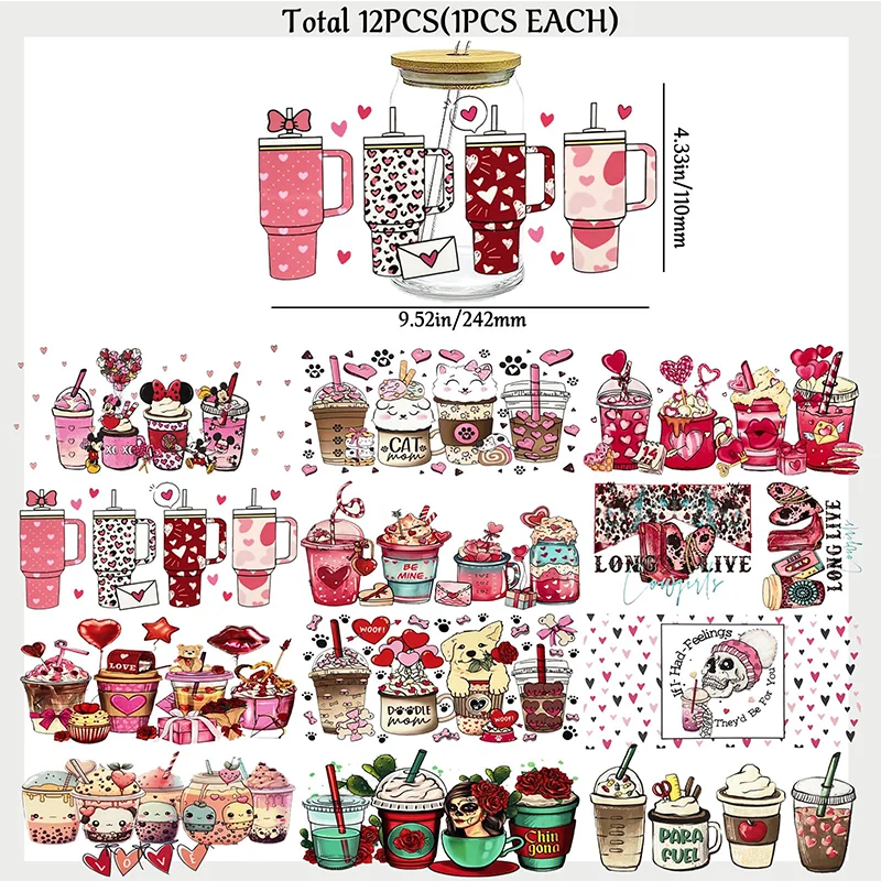 Factory 16oz Custom Custom Popular Uv Dtfcup Wraps Ship Uv Dtf Transfers For Cups Wraps Transfers Decals Ready Adhesive  Needed