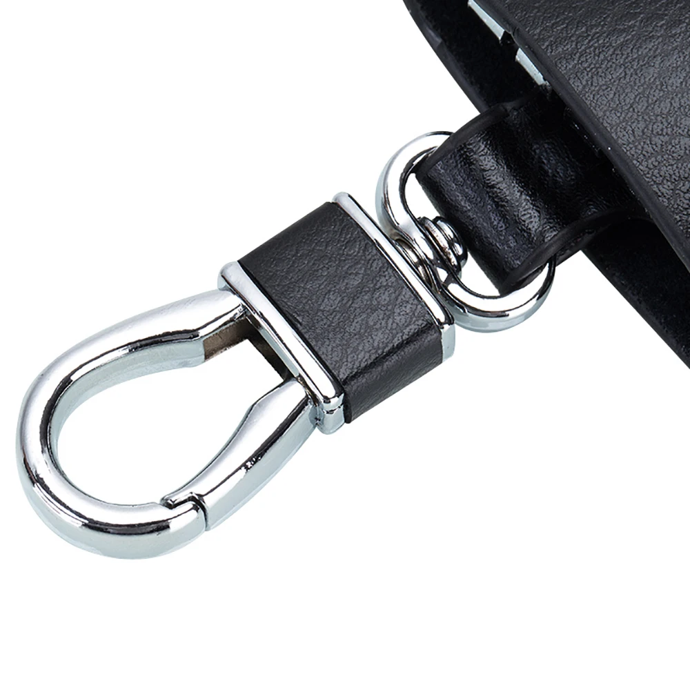 atinfor Real Split Leather Buckle Small Key Wallet Holder Case Key Clip Storage Organization Bag