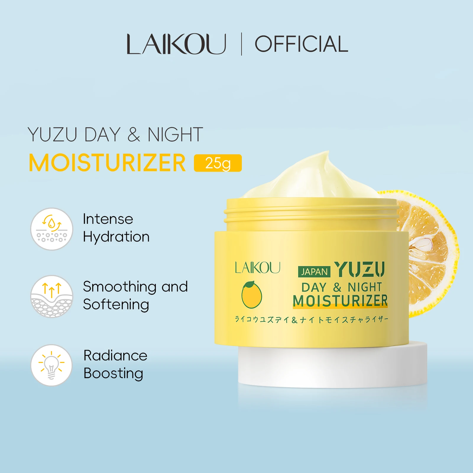 LAIKOU Japan Yuzu Day Night Moisturizer Cream 25g Beauty Products For Women Smoothing Softening Radiance Boosting VC Lotion