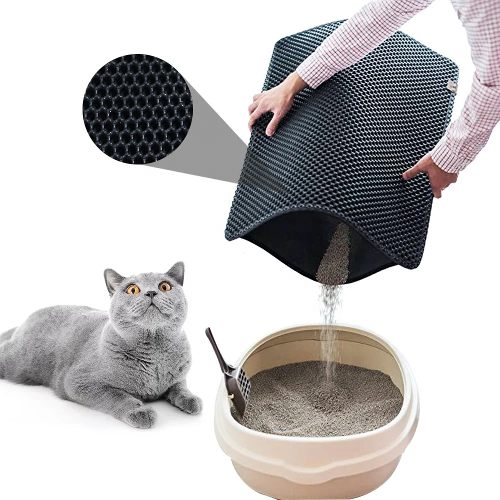 
EVA Cat Litter Mat Litter Trapper Mat 24X15 inch Honeycomb Double Layer Design Waterproof Urine Proof Material 2 Layer 
