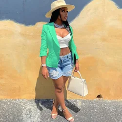 LW A5263  INS new design solid pocket button  jackets breathable casual blazer women