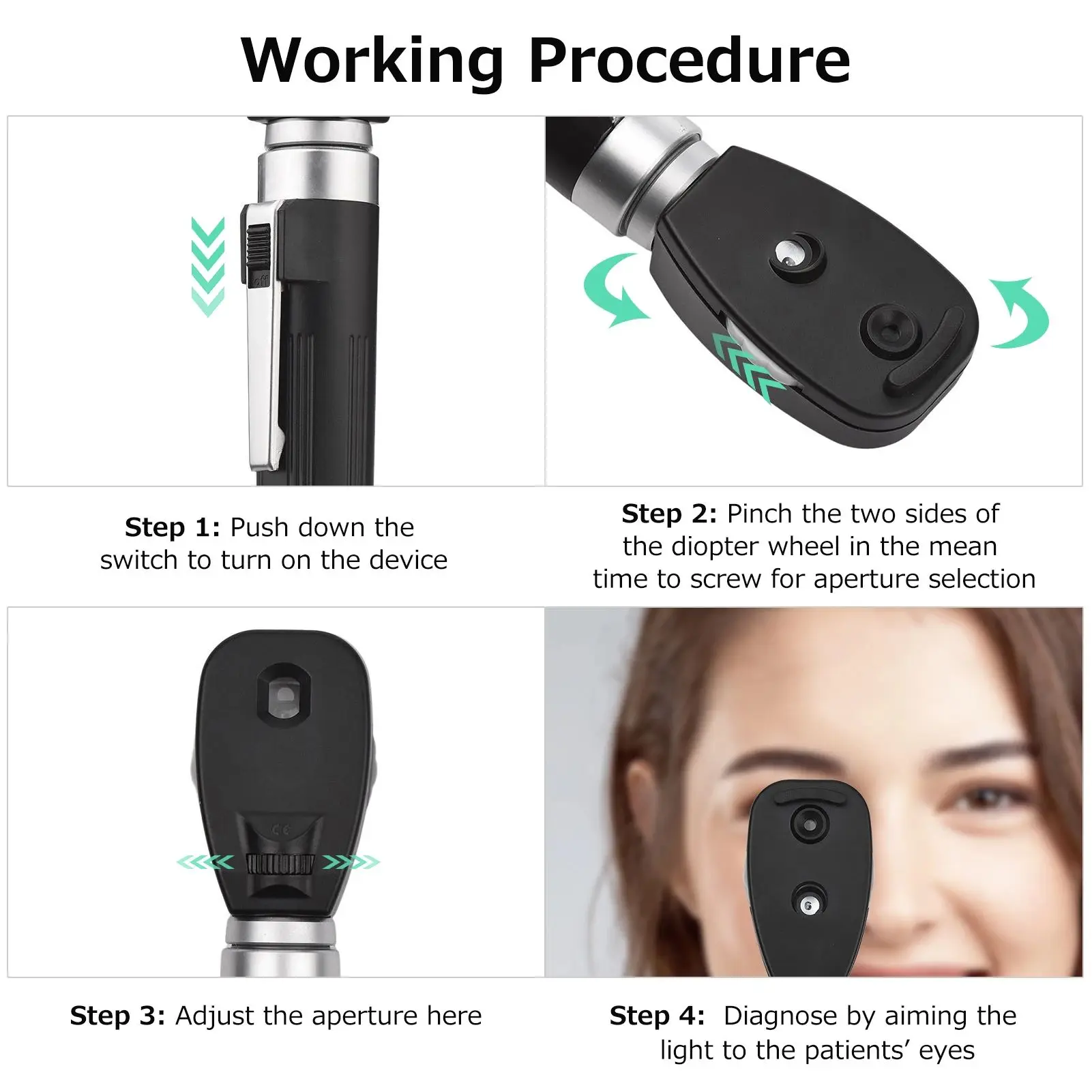 Direct Ophthalmoscope 5 Different Apertures Professional Portable Handheld Ophthalmoscope Eyes Ophthalmic Diagnostic Supplies