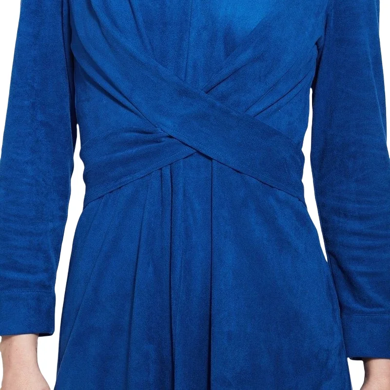 Factory Price V-Neck Temperament Pleated Stretch V-neck Suede Temperament Elegant Dress