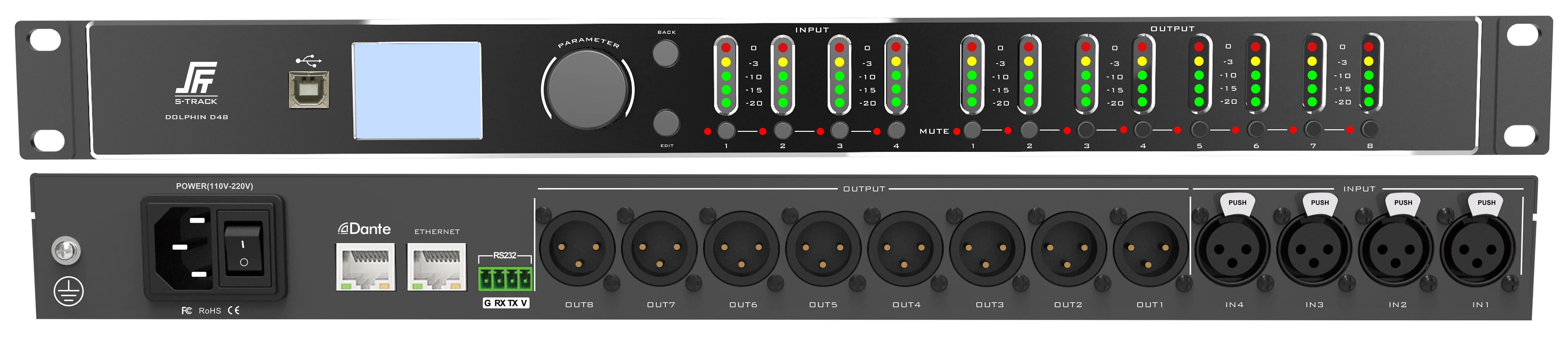 S-TRACK Professional DSP Pro Audio Processor XRL Dante Conference Audio system Music Audio AV dbx dsp