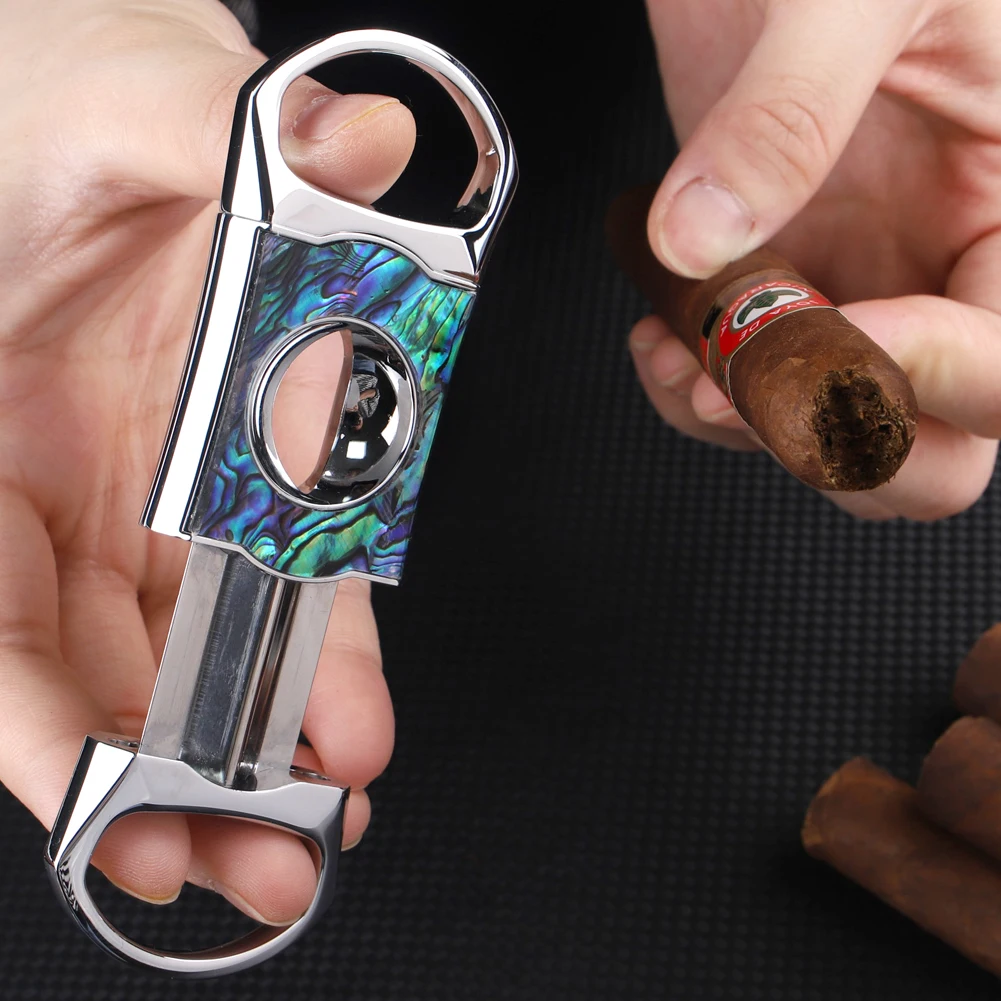 Brand New Personalized Stainless Steel Metal Classic Double Blade Cigar Cutter Guillotine Christmas Cigar Scissors Gift