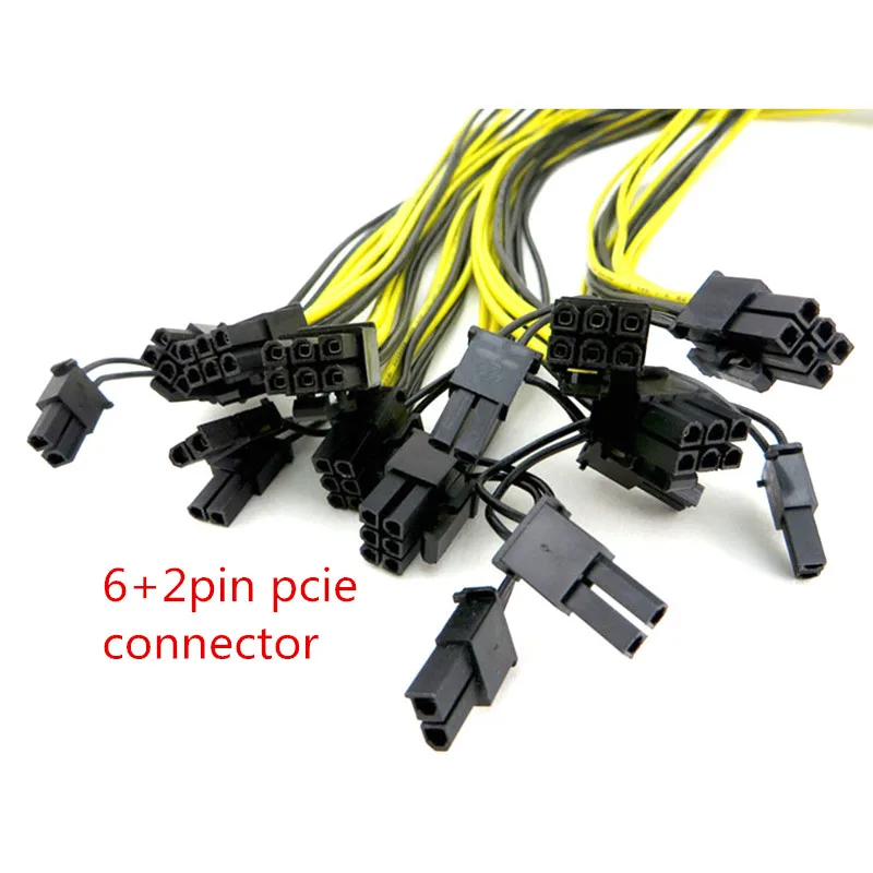  Высокое качество PCIE мужской 16awg GPU Кабель питания добыча 6 двойной 8 pin