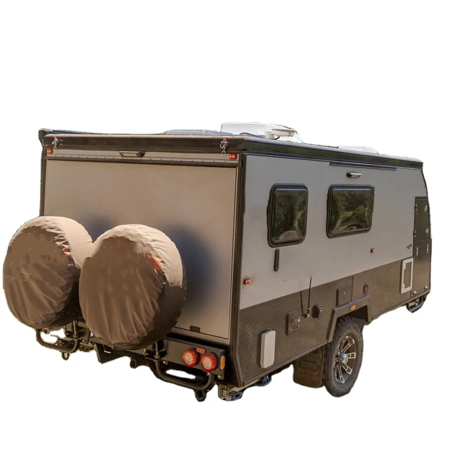 
13ft Off Road Small Camper Trailer Pop Top Caravan with slide out kitchen 