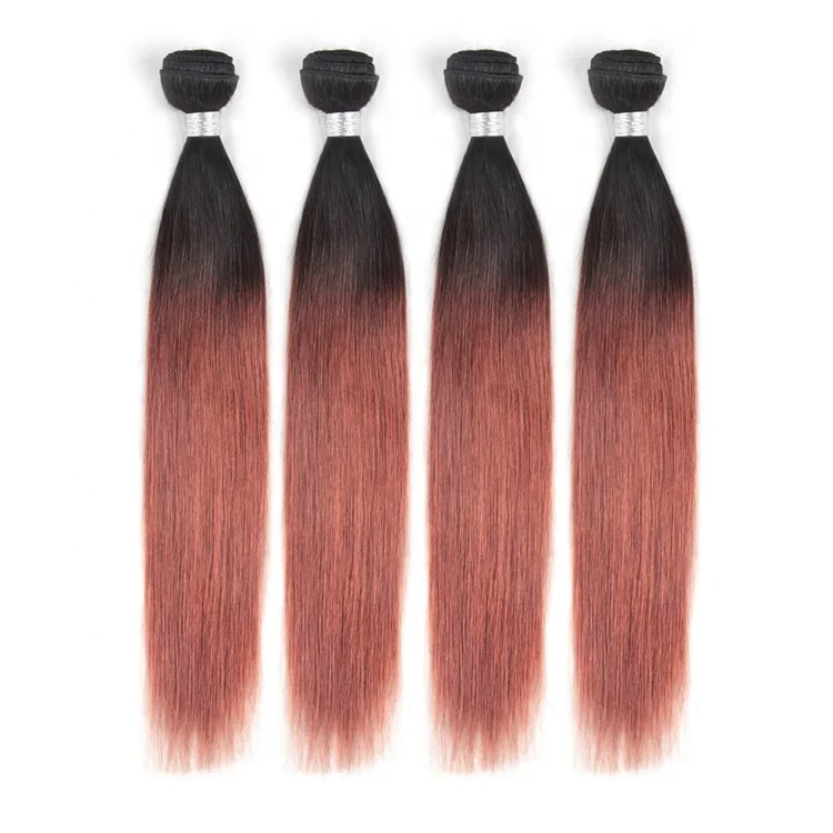 1B/99J Ombre Straight Hair 3 Bundles 100% Virgin Human Hair Extension 1B99J Color 3Bundles With 4x4 Transparent Lace Closure