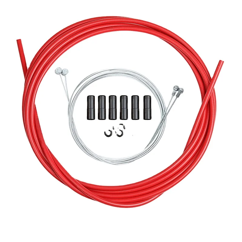 6 IN 1 MTB Road Bike Bicycle Brake Cable Shift Line Set 4mm/5mm Transmission Tube Cables Wire With 2 Caps 2m Variable Speed Pipe