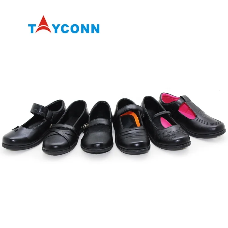 
OEM Wholesale Comfortable New Design Kids Leather Dress Formal Black Flat School Shoes for Girls 