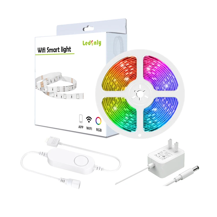 Wifi APP управление полный комплект IP65 16ft SMD 5050 RGB веревка Светодиодная лента для домашнего освещения