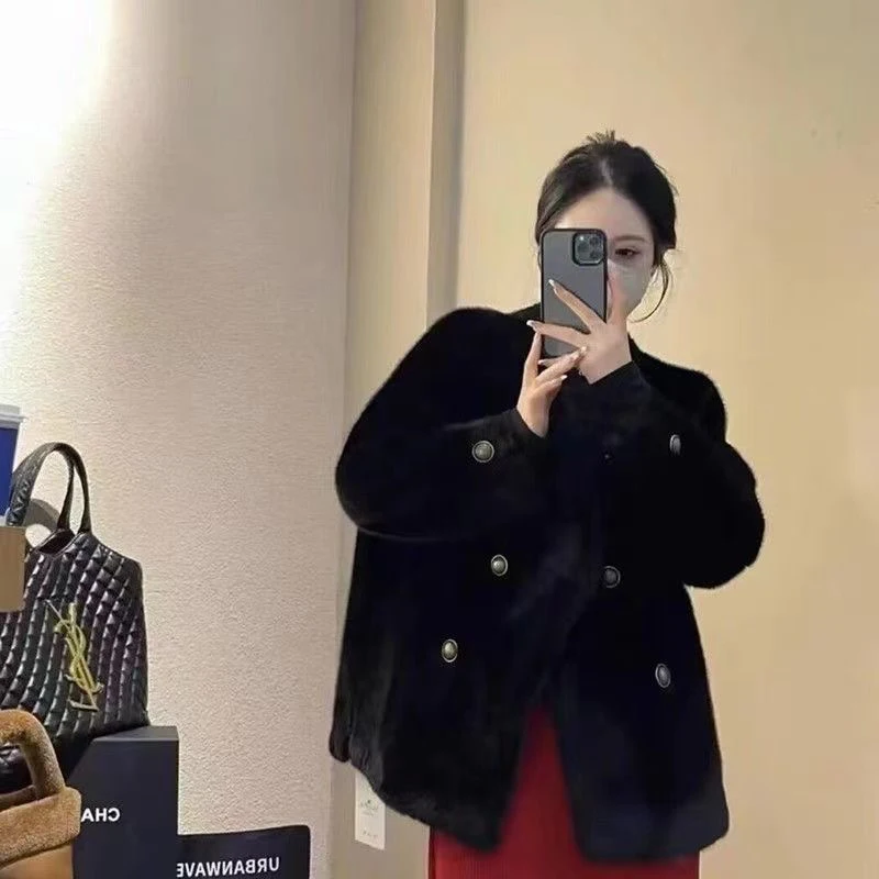 Custom OEM/ODM Wholesale Faux mink Fur Coat Short Winter Fur Jacket Female Luxury Custom Fur Coat