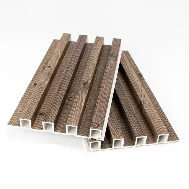 High Quality Indoor Decor Great wall Wood Grain WPC Fluted Wall panel Luxury Cladding Decorative PVC WPC For interior design