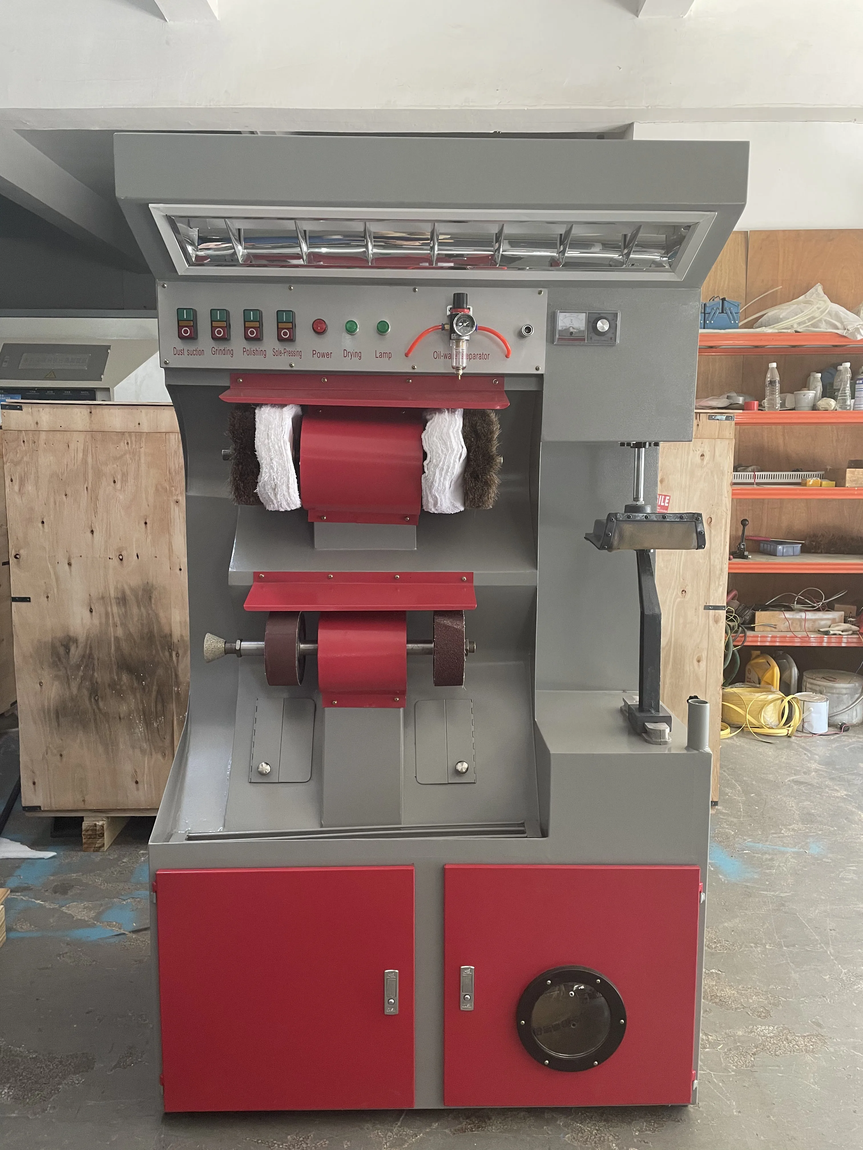 Shoe shine waxing grinding &sole pressing all in one shoe repair machine with dust collection Shoe repair machine