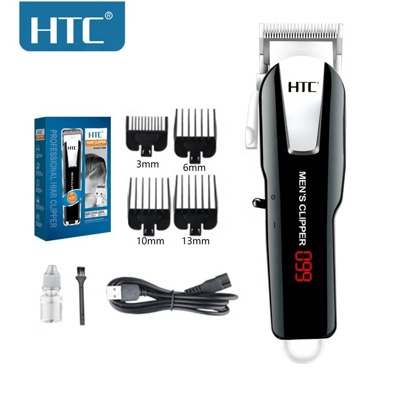 HTC CT-8088W lithium battery with strong power LED display for barber and home use hair clipper