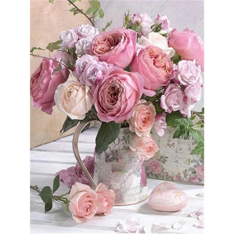 Custom Wholesale  Flower Pictures Home Wall Decor Artwork Handmade Diamond Painting Kit