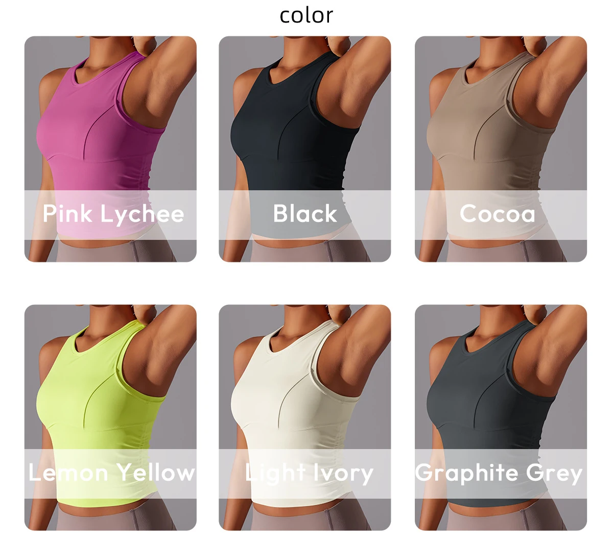2024 Summer Women Tank Top High Neck Padded Crop Top Custom Logo Gym Fitness Shirts Manufacturer