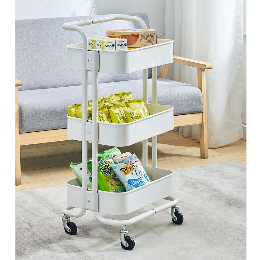 Popular Bathroom 3 tier stainless steel shelves trolley utility storage rolling carts kitchen trolley with 4 wheels.