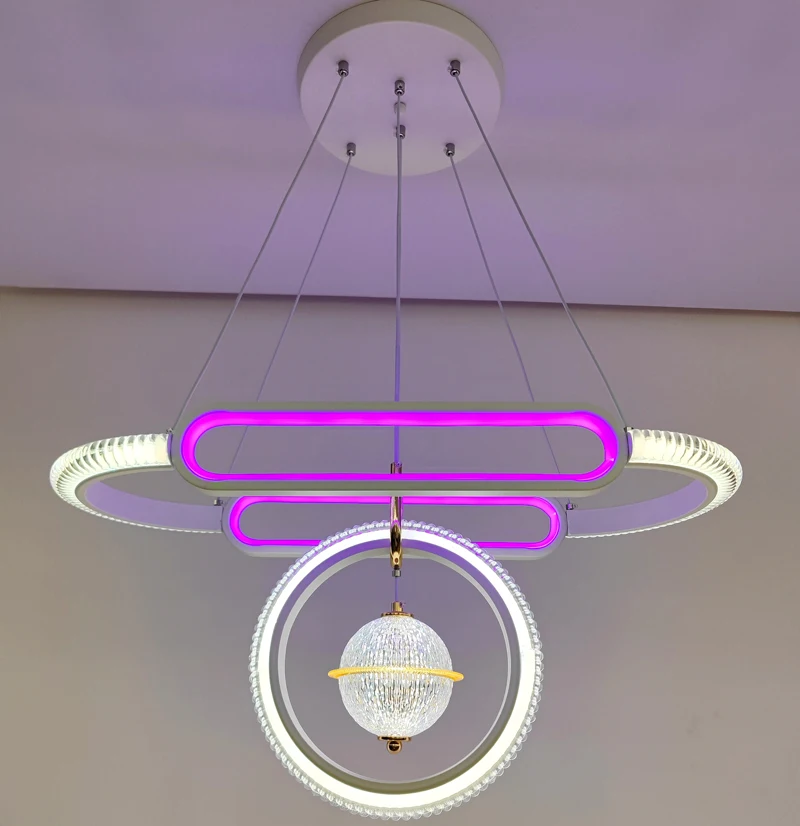 Blue and warm White led color changing pendant lamp ,square led hanging chandelier for kitchen/dinning room/bar (2631-1P)