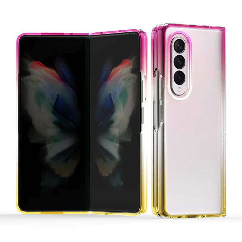 2 In 1 Crystal PC TPU Gradient Colorful Transparent Clear Protective Phone Case For Samsung Galaxy Z Fold 3 Fold3