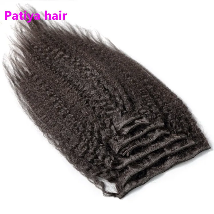 Buy Unprocessed 100 Grams per Set Kinky Straight Clip-In Extensions Peruvian Human Hair for Black Women Raw Material Double Weft