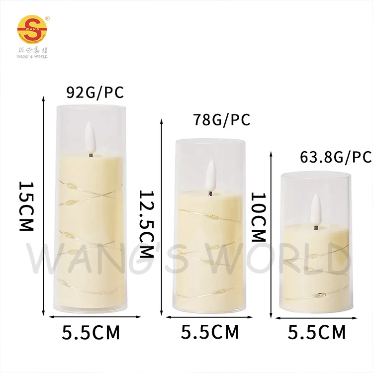 Factory wholesale size 3pcs set customize model led candle daily decoration wedding decor led candles with remote control