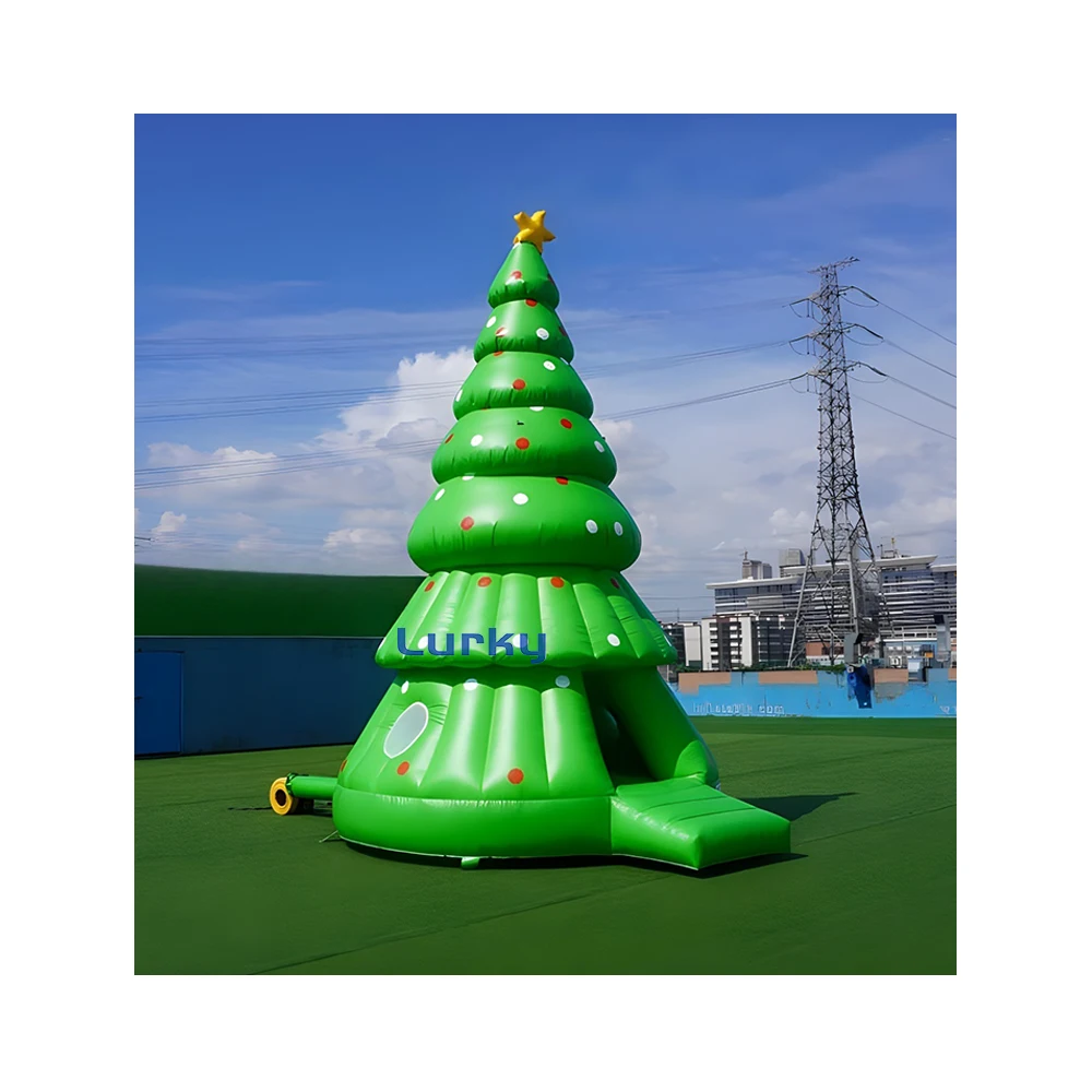 Inflatable christmas tree holiday themed bounce house kids party game