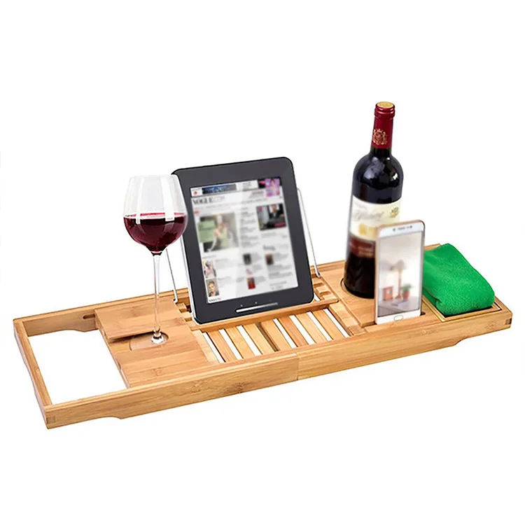 Bathtub Caddy Tray Bamboo Bath Tray Extendable Bathroom Storage Shelf Holder Over Bath Caddy Wooden Bathtub Rack Reading Tray
