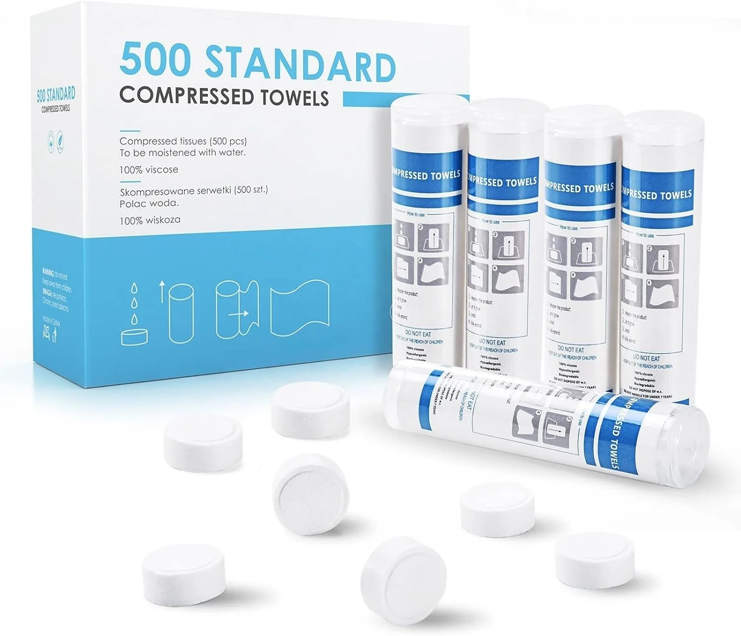 500 Pieces Disposable Compressed Towels Compact Travel Coin Tissue Soft Compress Tissues Pills for Outdoors Travel