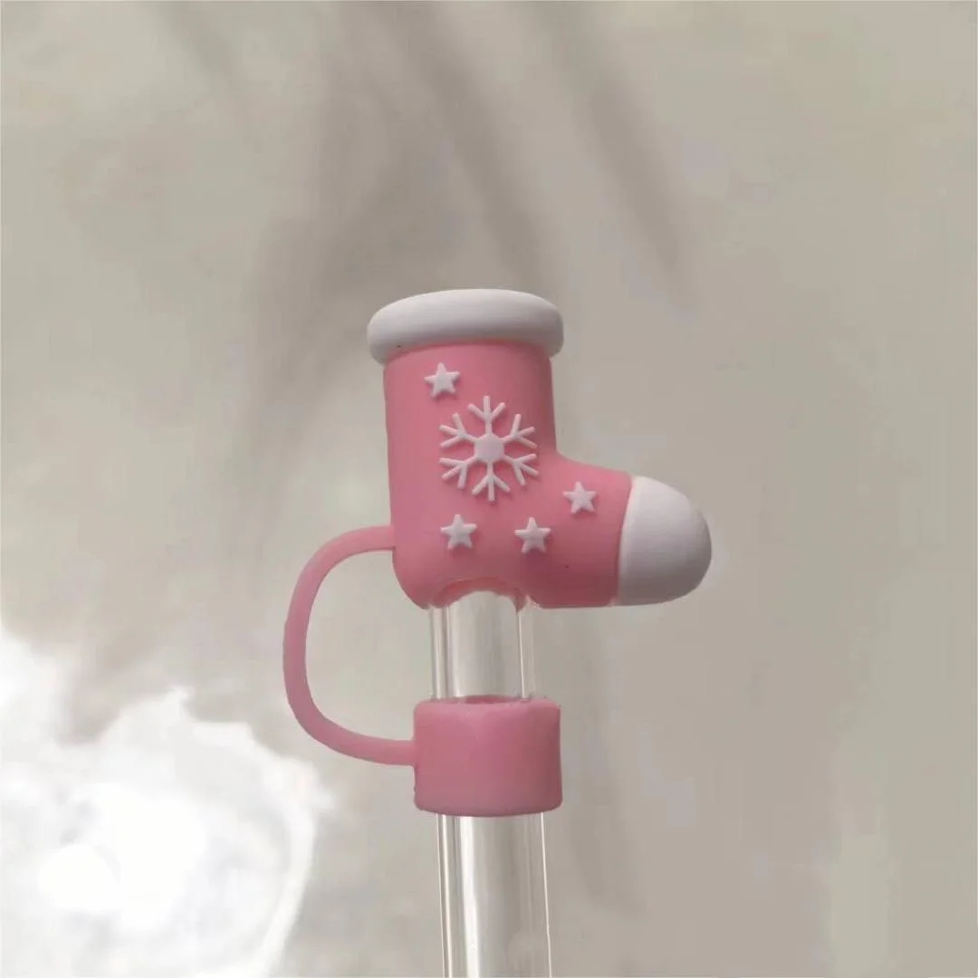 2024 hot sale  wholesale 10mm silicone christmas straw covers cap for stanley cup 40 oz