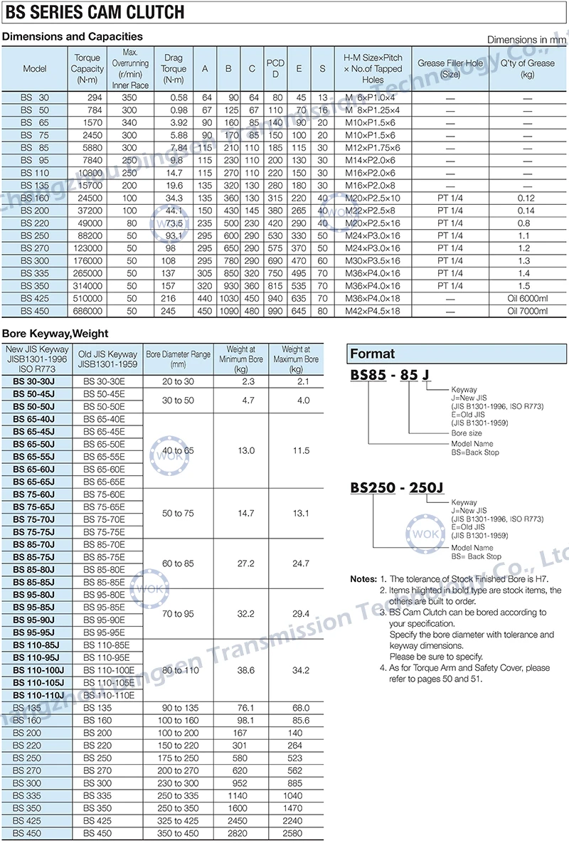 BS series BS 75-70J One-Way Lock Backstop Clutch Bearing Conveyor Backstop