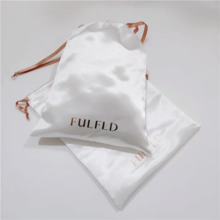Custom Luxury Silk Bags For Hair Extensions Folding Satin Envelope Pouch For Wedding Hair Accessories Packaging boxes Luxury Wig