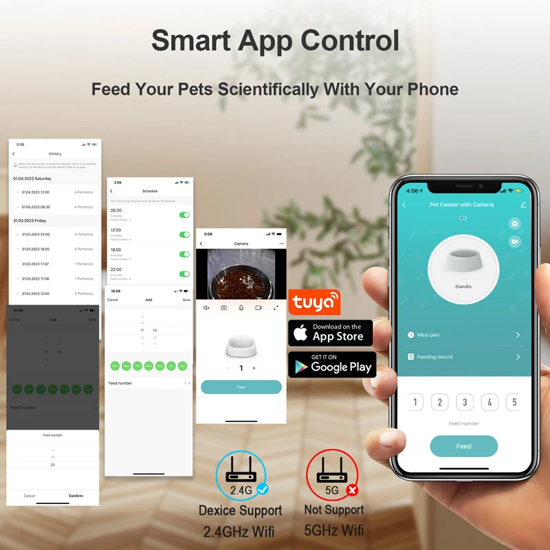 Eco-Friendly Smart Charged 480P Camera Pet Feeder Manual Feeding Food Stuck Alarm Dog Feeder WiFi Food Dispenser