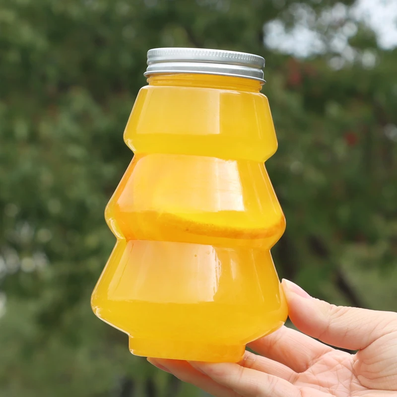 450ml Christmas tree cup bottle for plastic cold drinking cups with lid for Christmas party