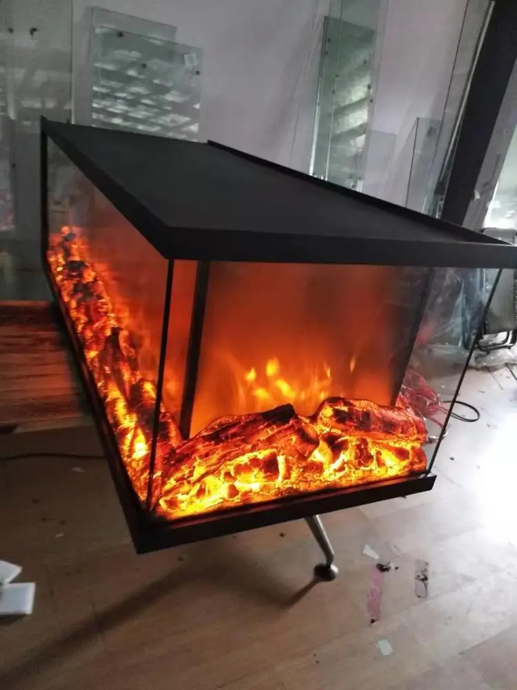 China manufacturer  sales 1500 m length three sided flame inserted electric fireplace with remote controlling function