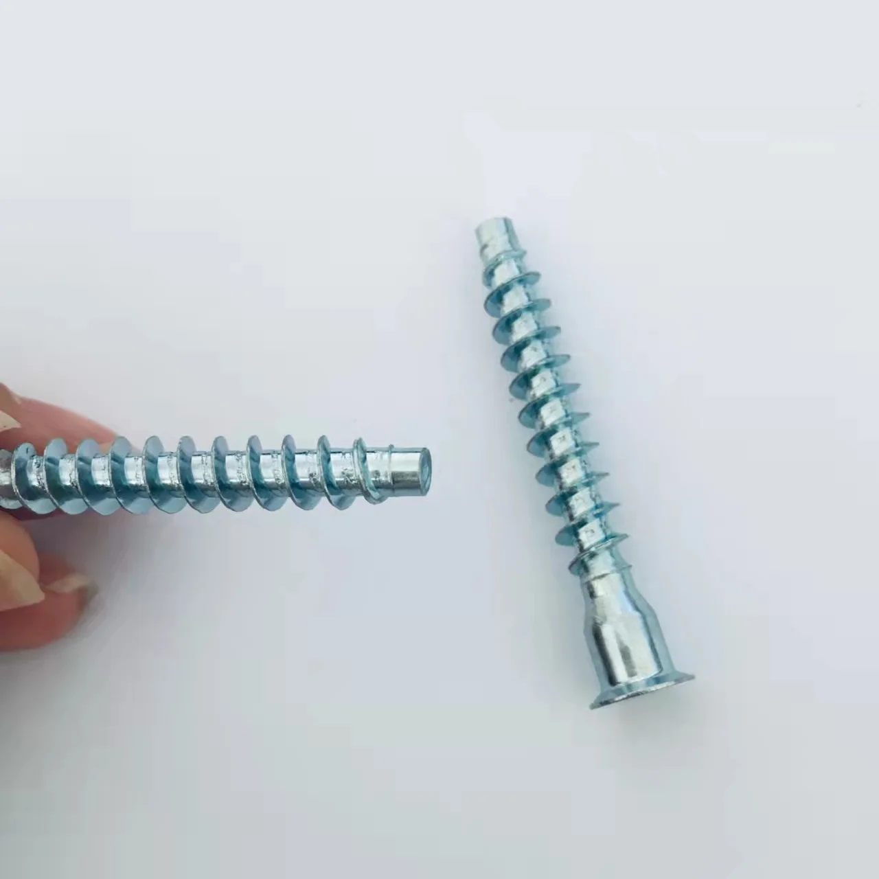 Blue white zinc Hex socket deep hole Euro screws for furniture 6.3x50