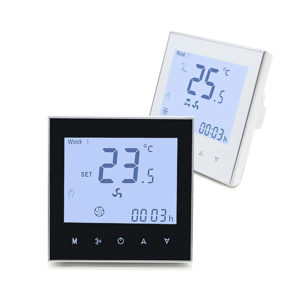 HVAC WF01 2Pipe 4Pipe Temperature Controller Wifi Tuya Smart House 3 Speed Fan Coil Thermostat