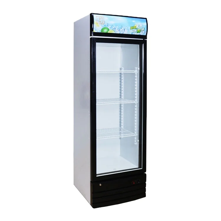 358L single door double layer glass upright vertical showcase