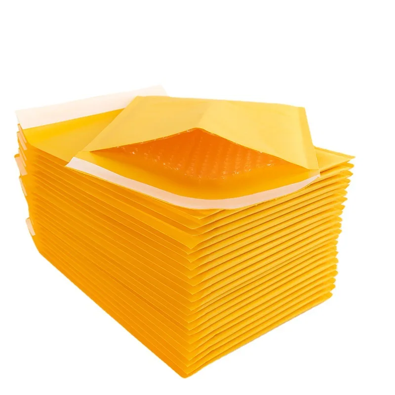 
Eco Friendly Double Tape Kraft Bubble Yellow Post Bags Mail Envelope Courier Package Delivery Bags 