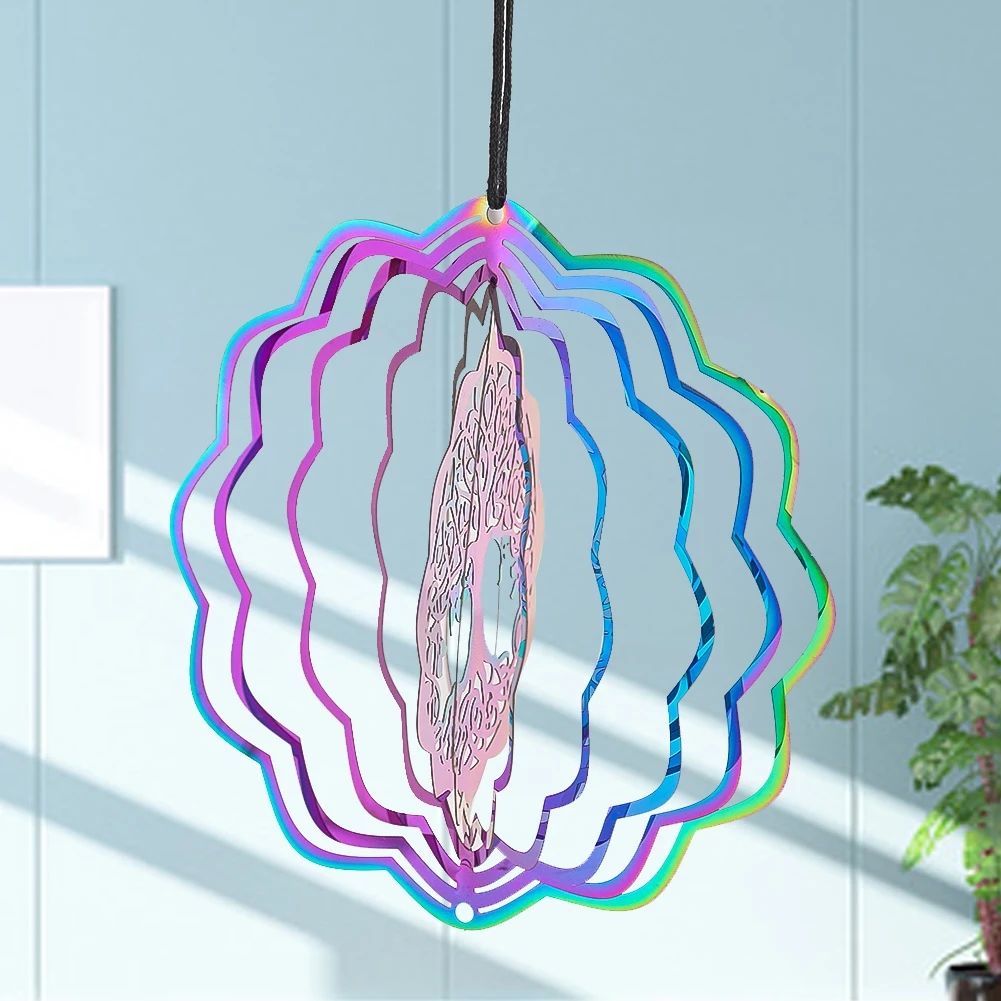 Tree of Life Nordic 3D Mandala Wind Color rotating wind chimes Hanging decorations in the outdoor garden
