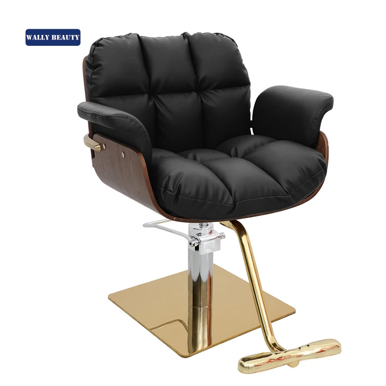 Wallybeauty Modern Beauty Spa Furniture Gold Base Styling Chair Hair Stylist Salon Grey Salon Chair