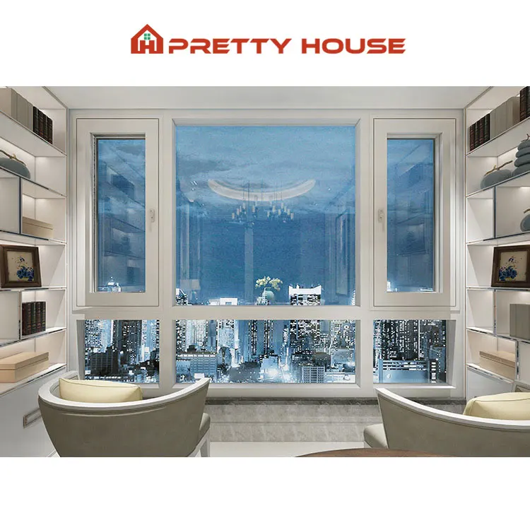 Prettyhouse Custom thermal break double glazed aluminum casement windows for house with security mesh