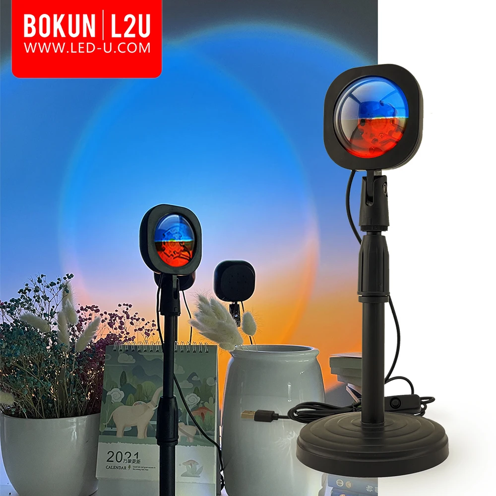 BOKUN huge dropship ocean coastline horizon dawn sunset projection lamp coastline beach sunset lamp proyector