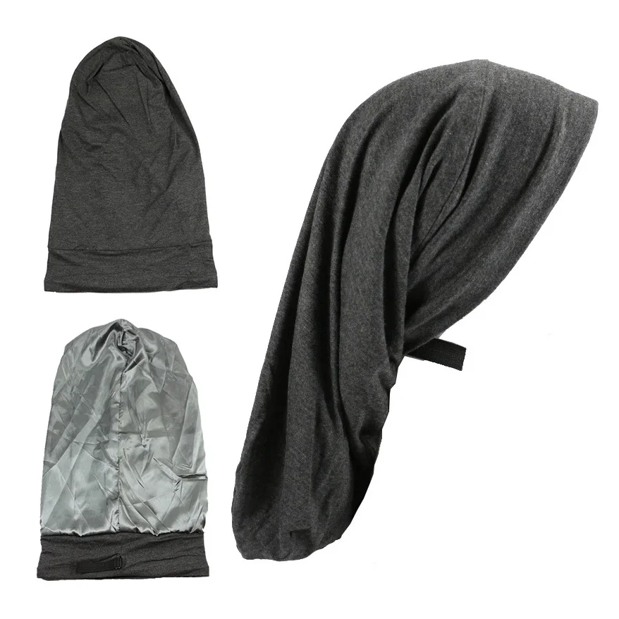 New Curly Sleeping Cap Women Elastic Large Extra Long Braids Hair Silk Satin lining Bonnet For Braids With Snap