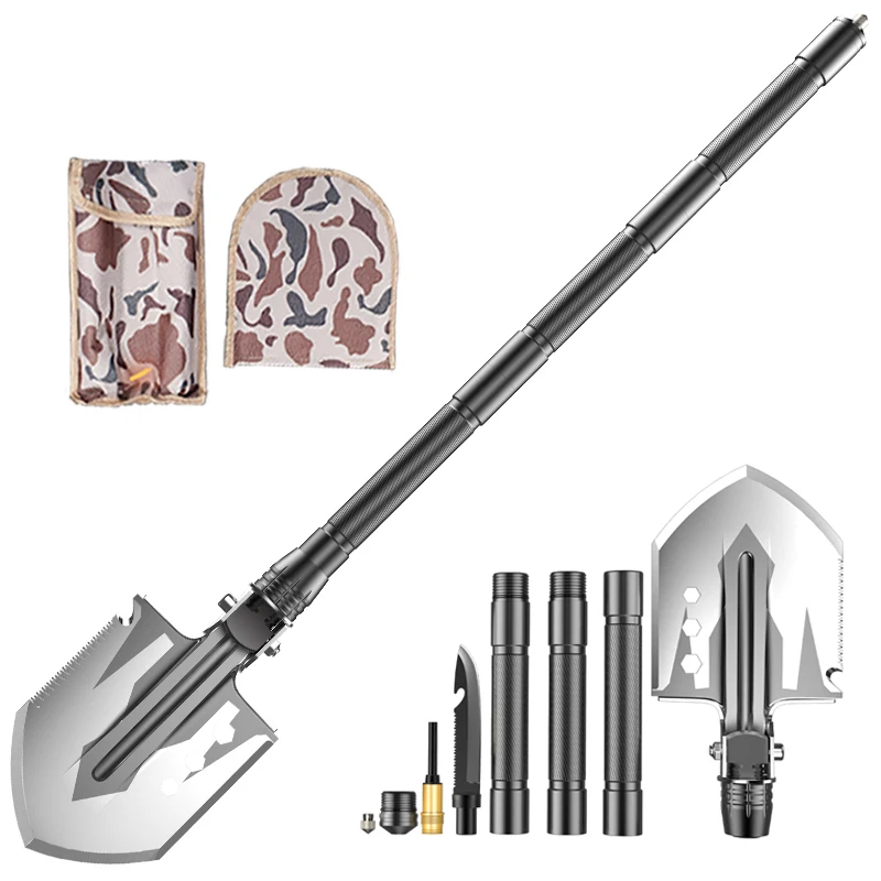 Wholesale High Qualtity Multifunctional Folding Military Survival Shovel Camping Shovel with 3cr13 Head