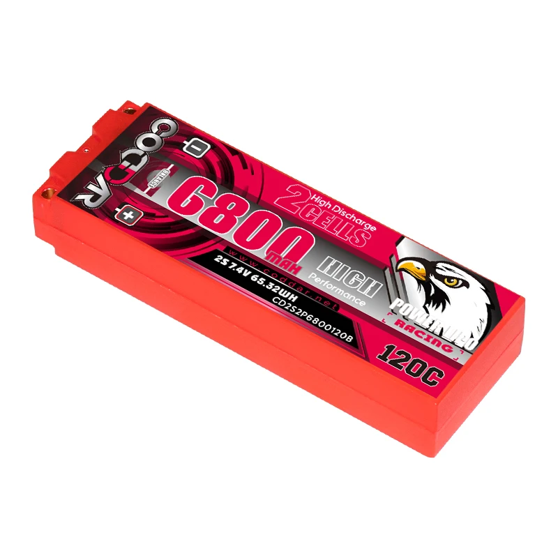 CODDAR LiPo Battery 2S 6800MAH 7.4V 120C 5mm Bullet Hard Case Stick Pack 1/10 scale RC cars